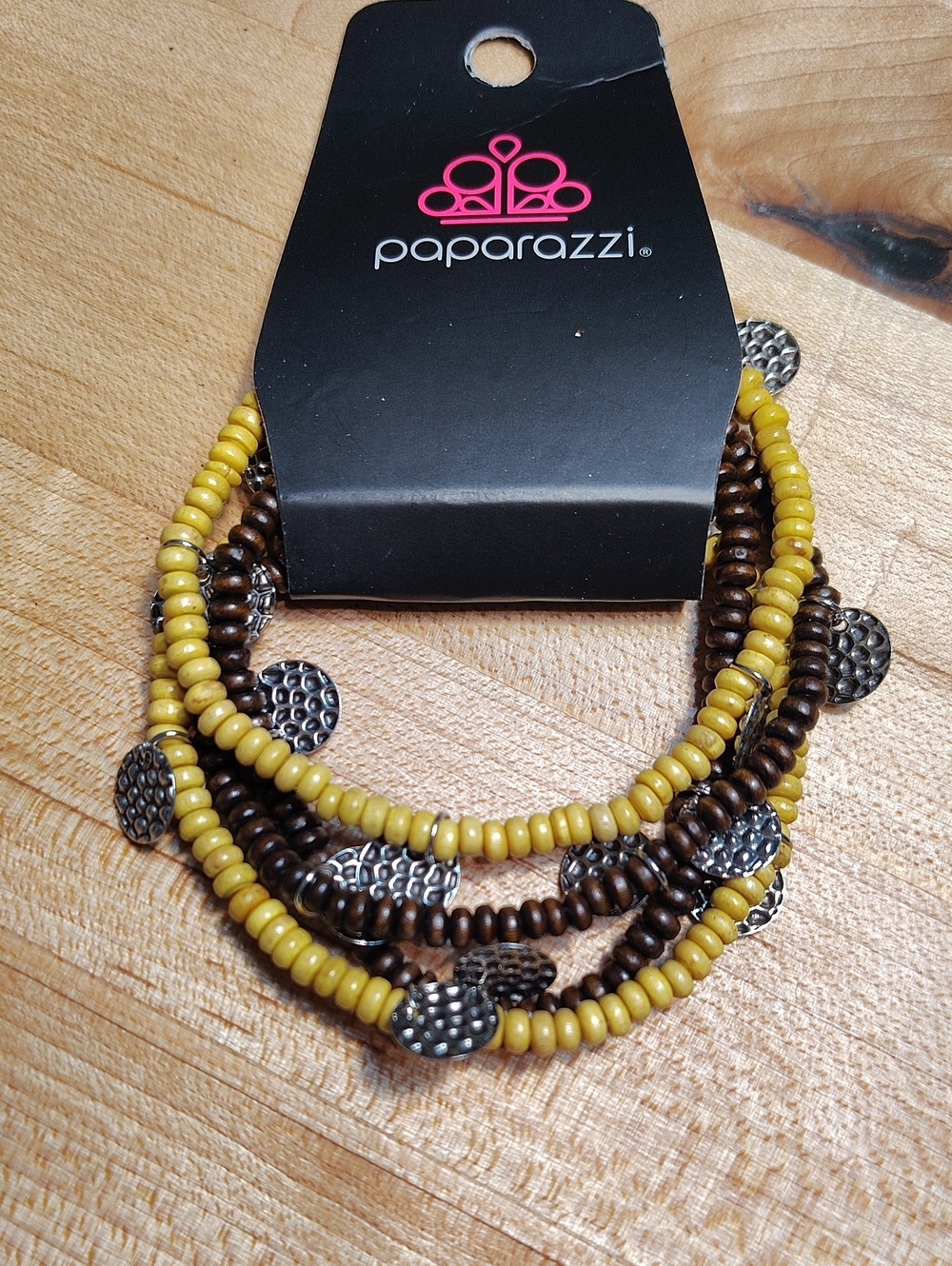 Paparazzi Yellow and Brown Beaded Layered Bracelet